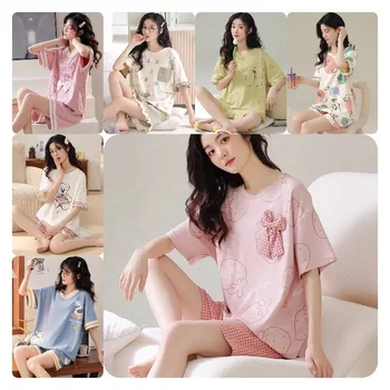 Wholesale new pajamas for women summer pure cotton large size pajamas short-sleeved pullover summer women's home outing