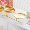 17cm stainless steel round gold tray with gold upper and lower frame