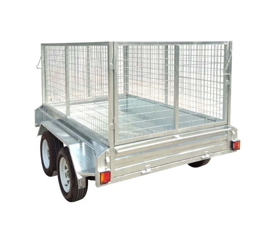 10x5ft Cage Trailers Tandem Axle Mesh Cage Trailers With Mechanical ...