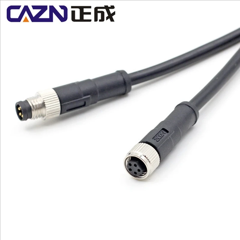 M8 2/3 Pin Straight Angled Male Female Overmolded Plug With Shielded Unshielded Pvc Pur Cable 1/2/5 Meter Connector