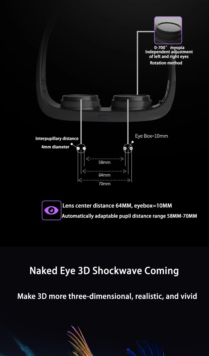 VR glasses, AIO8, head mounted panoramic viewing, immersive experience, can be worn for myopia, intelligent VR glasses