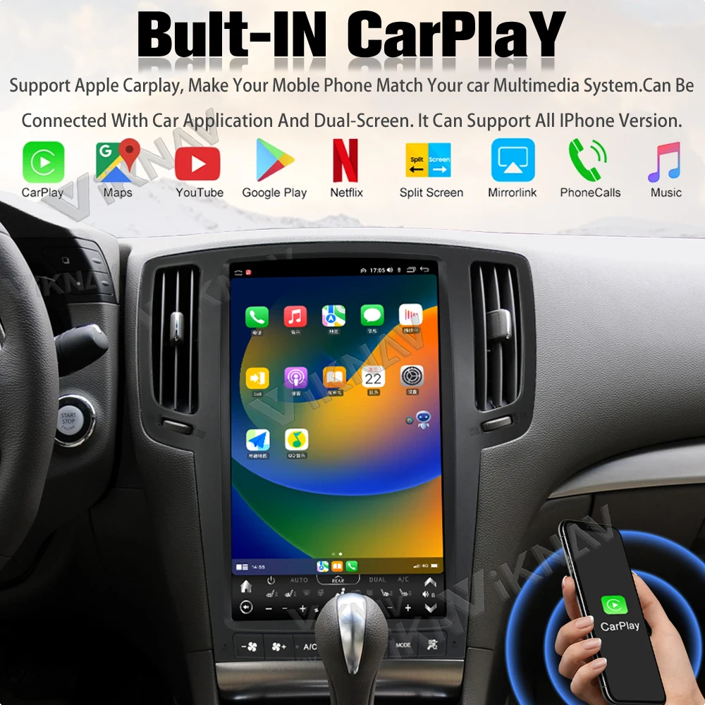 Android Auto Car GPS Navigation For Infiniti G Series 2007-2015 wireless Carplay Car Radio LCD Display Screen Multimedia player