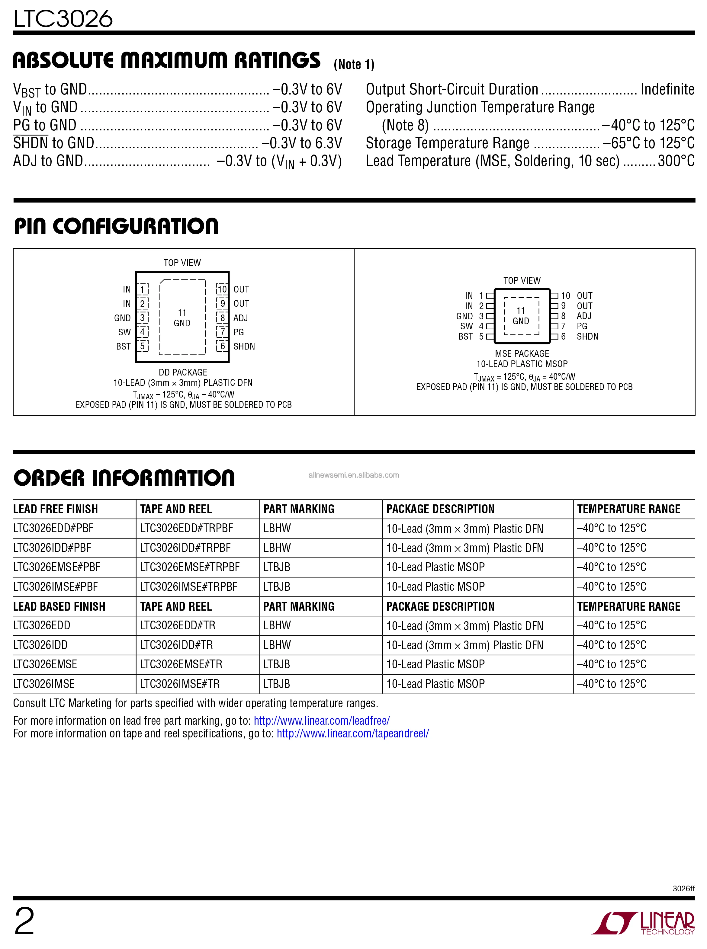 Hot sale Original LTC3026EMSE#TRPBF IC REG LIN POS ADJ 1.5A 10MSOP Linear Voltage Regulator IC Positive Adjustable 1 Output