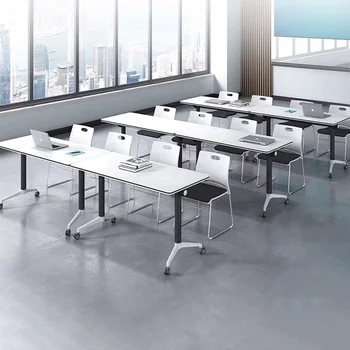 Modern Mobile Desk Folding Training Table Chair Combination Long Table Splicing Desk for Educational Institutions Conference