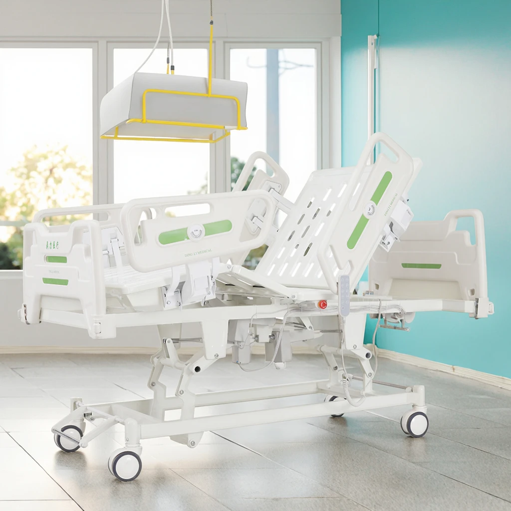 Five Function Stainless Steel Modern Adjustable Electric Hospital Medical Bed-CPR Mode Nursing Equipment Central Brake System 2