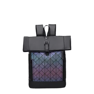 Durable Outdoor Travel Backpack Internal Frame Fashionable Geometric Pattern Design For Women Men Casual Sports Look Polyester