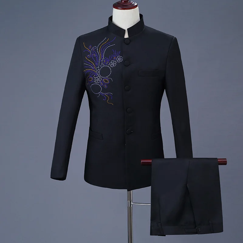 Stand-up Collar Self-cultivation Tang Chorus Performance Clothing Male Chinese Tunic Men's Suit