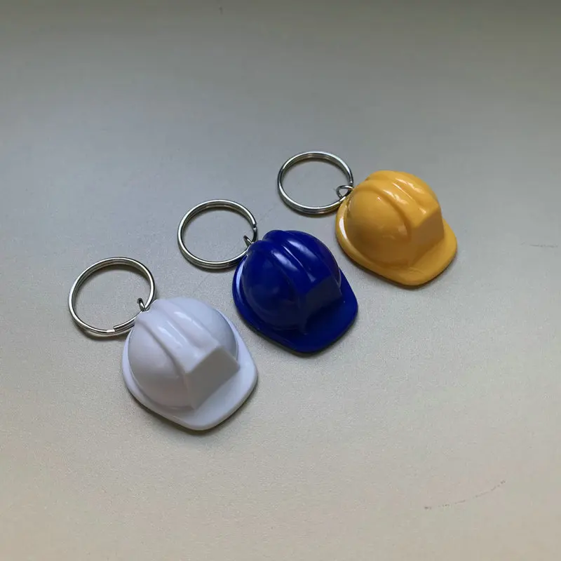Plastic Safety Helmet Keychain Hard Hat Holiday Creative 3d Helmet Key