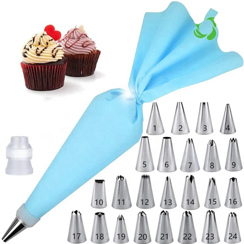 9 Pcs Nozzles Set with Silicone Piping Bags for Cake Decorating Piping Bag and Nozzles Sets Icing Bags and Nozzles Assorted Set 