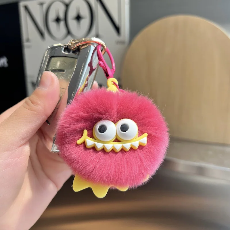 Cute Plush Little Monster Keychain - Creative Fur Ball