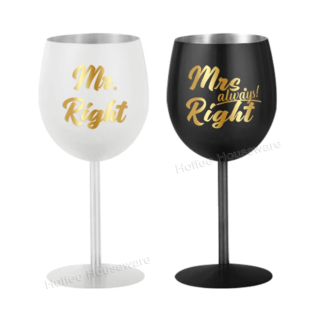 Factory Custom Logo 350ml Drinking Wine Cup Reusable Stemmed Bar Champagne Stainless Steel Unbreakable Red Wine Glass Goblet Mug