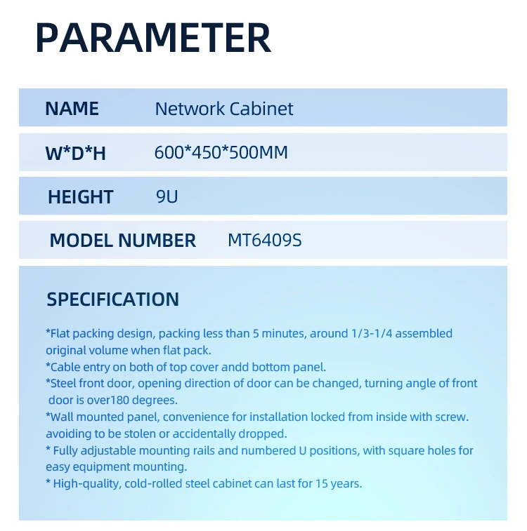 Custom 9U Wall Mounted Server Rack - 42U High Network Cabinet