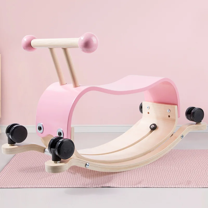 Outdoor Indoor Play Wooden Rocking Horse Wooden 2 In 1 Toddler Rocking