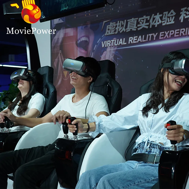Virtual Reality Simulation Rides 3 Seats 9d 360 Vr Cinema Motion Chair Shooting Interactive Games for Shopping Mall and Fun City