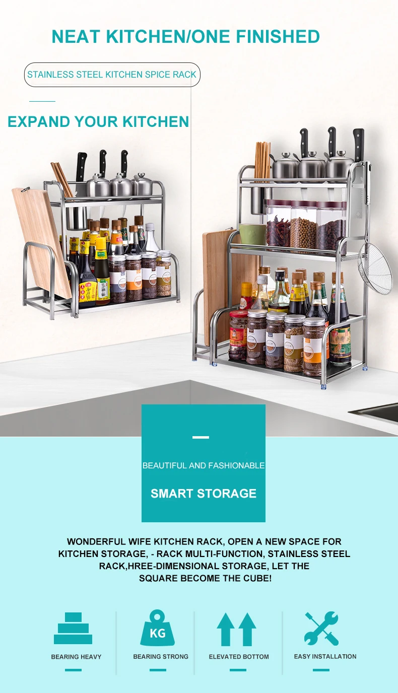 Home Multi-Use Spice Organizer Hidden Seasoning Bottle Storage Rack ...