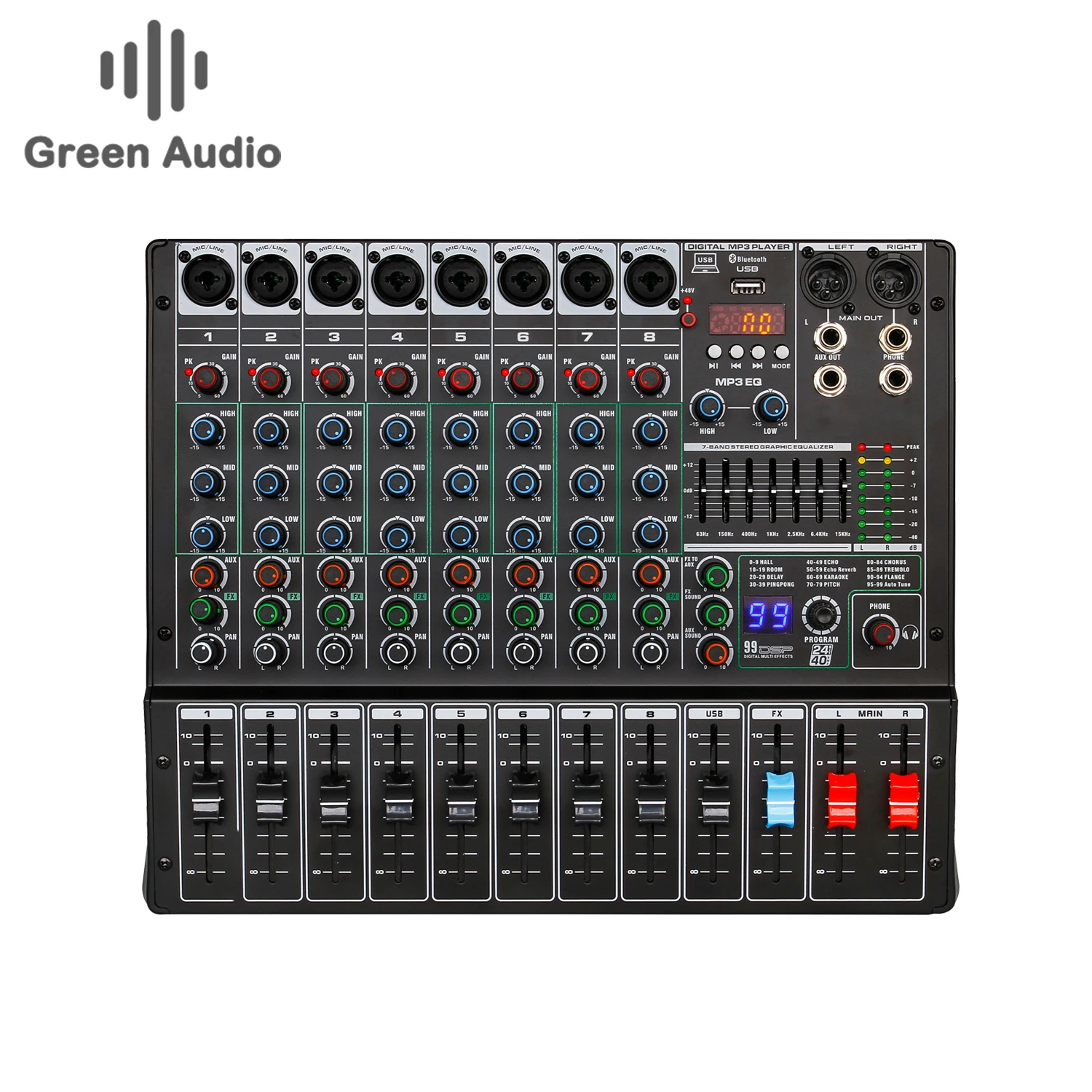 GAX-TK8 Professional 8-Channel Audio Mixer for Live Performance