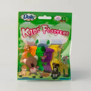 Daily Care CE FDA Approved Child Colored Plastic Toothpick Anti-slip Dental Floss Picks for Kids