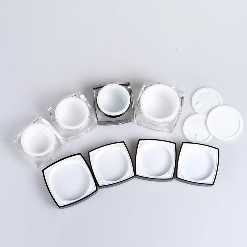 Wholesale cosmetic packaging 5g 10g 15g 20g 30g 50g black empty white acrylic plastic face cream jar