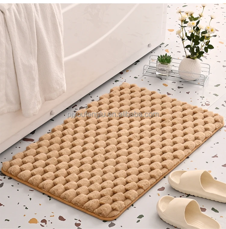 fish scale 3cm  absorbent non-slip Conical pattern quick dry bath mat floor mat PVC bottom memory foam flannel household mat supplier