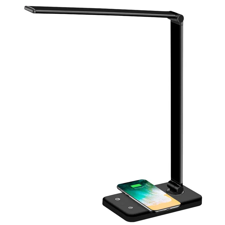 guangdong wholesale modern bedside black table lamp light led desk lamp with wireless charger
