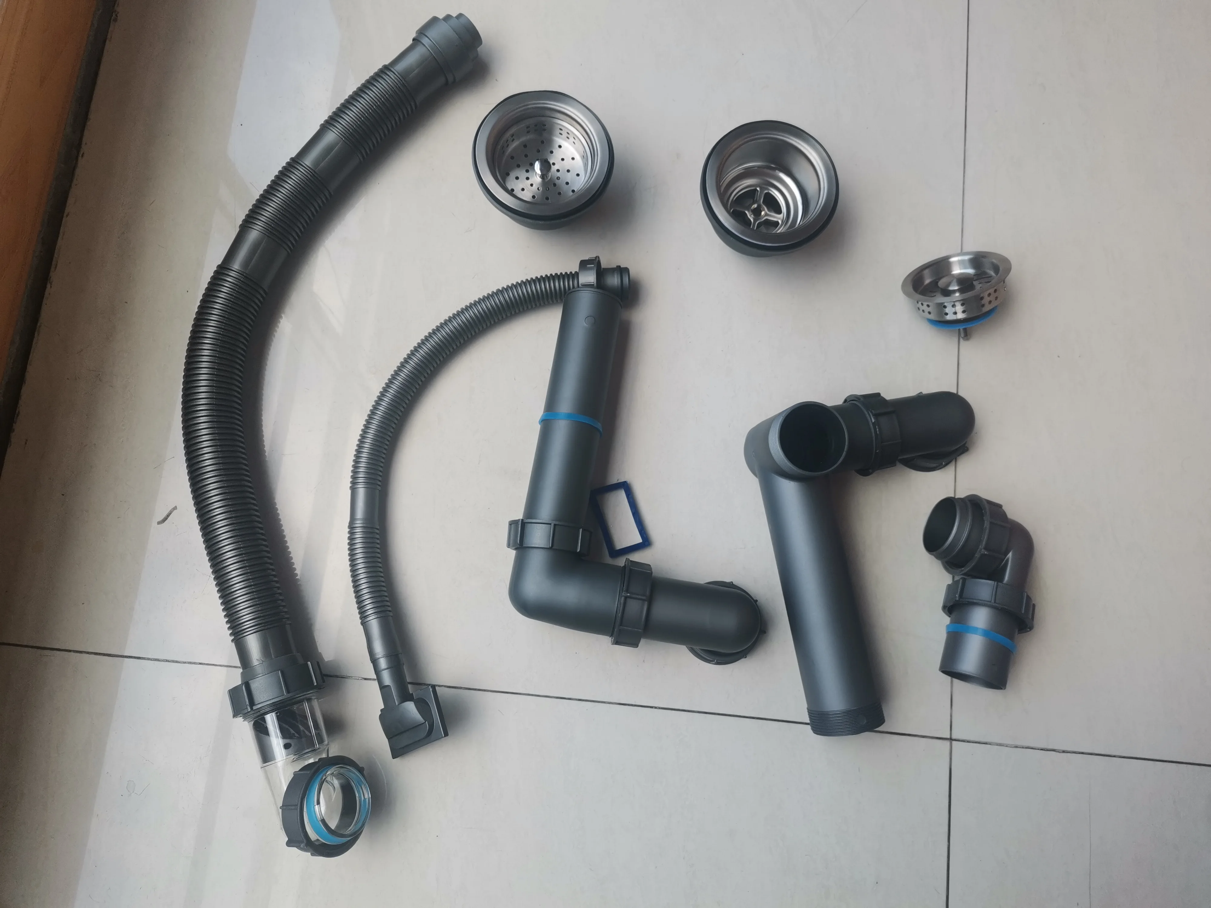 product space save kitchen sink drainer connector with anti odor gourd and expandable postposition pipe suitable for different wastes-7