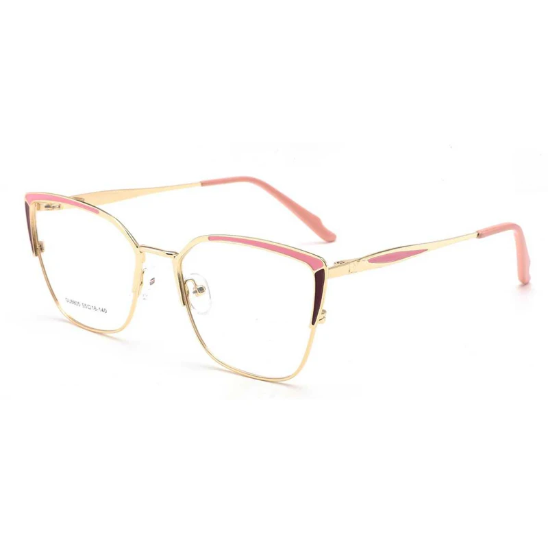 WHEF-GU8805 New Arrival Women Square Fashion Metal Eyeglasses Frames for All Face Eyewear Spectacles with Spring Tip Temple