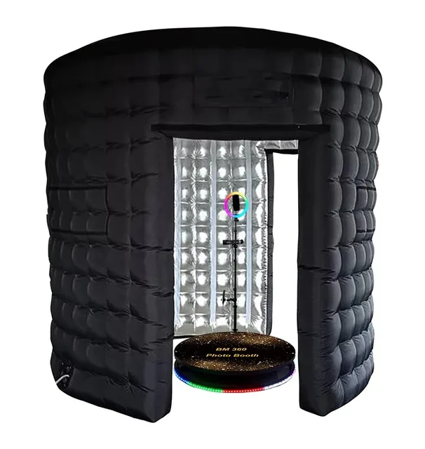 Inflatable 360 Degree Photo Booth Background 3D Tent Wall with Light Backdrop for Parties Events Advertising Cubes