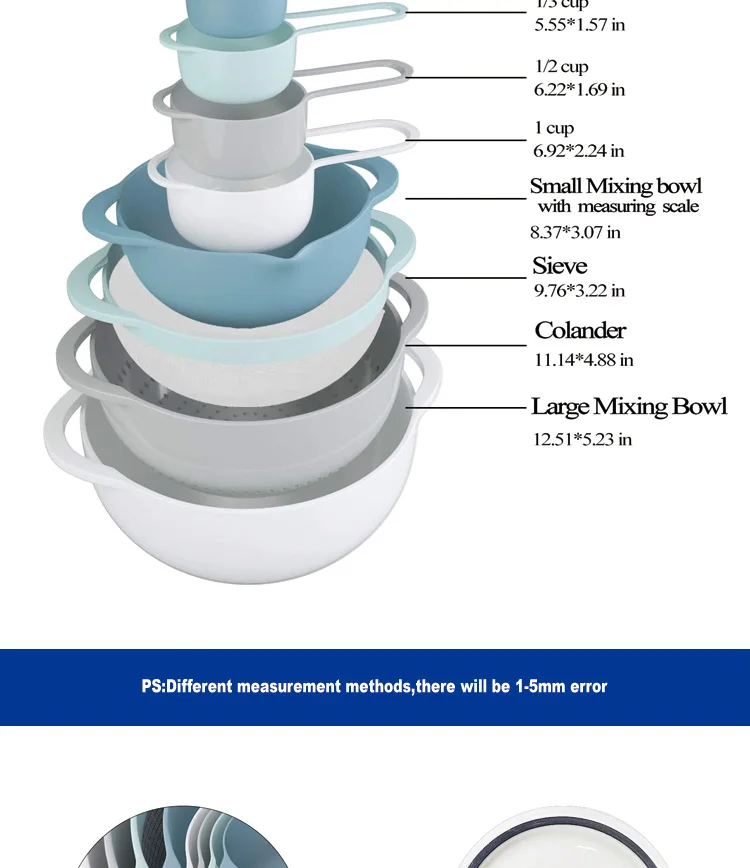 Nesting Bowls 8 Piece Mixing Bowl Set Including 2 Mixing Bowls,1