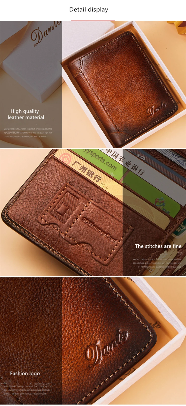 Factory Price Retro High Quality Rfid Leather Wallet Men's Antitheft