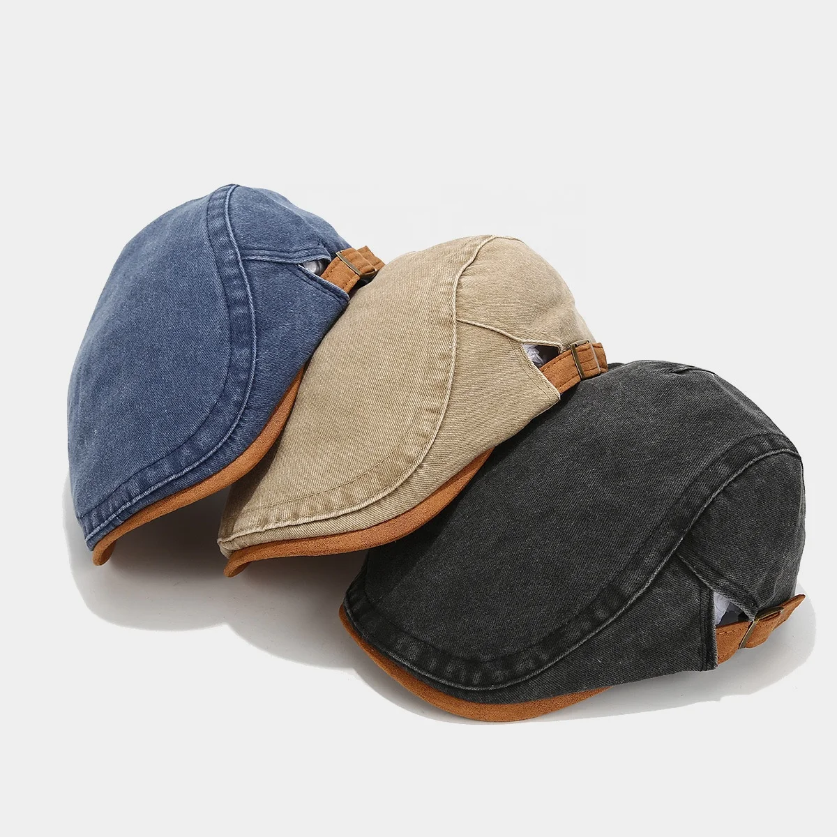 Berretto da uomo in pelle PU, piatto, per autunno e inverno marrone 56/60 cm Berretto da uomo in pelle PU, piatto, per autunno e inverno marrone 56/60 cm
