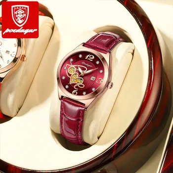 Luxury Women Gold Watches 2022 Leather Strap Stylish Female Casual Quartz Wristwatch Girls Gift Relogio Poedagar 310