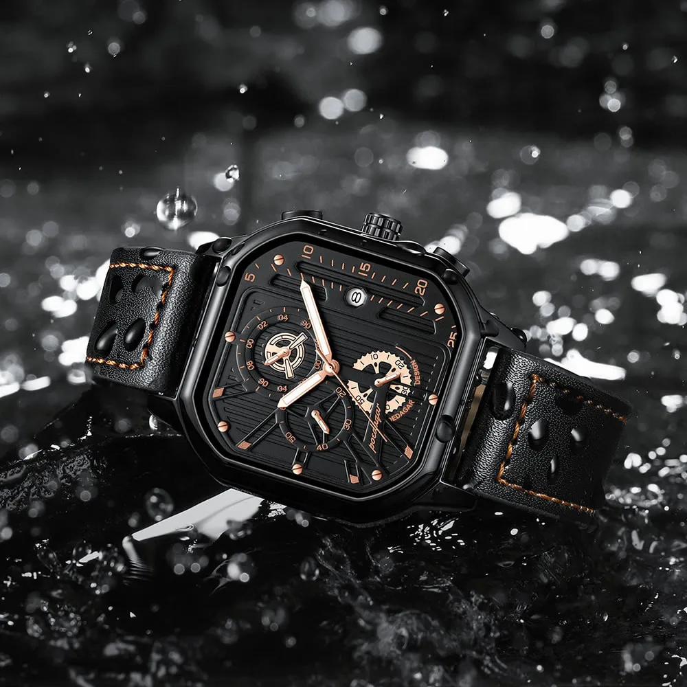 866 Orologio da polso da uomo di lusso quadrato, impermeabile, cronografo luminoso al quarzo, orologio da uomo in acciaio inossidabile - Orologi ufficiali