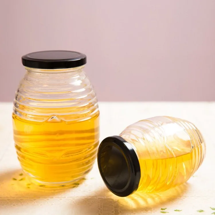 DD1839  Empty 16 32 oz Screw Glass Bee Storage Dispenser Jam Airtight Lid Bottle Pot Container Thread Beehive Honey Mason Jar