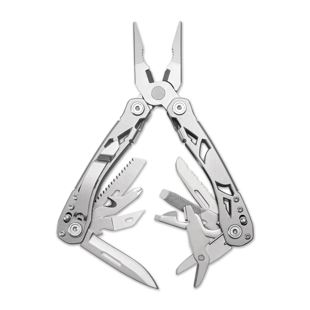 GHK 15-Function Outdoor Multitool Safe Locking Steel  New Design OEM Customizable Multi-Functional Folding Pliers