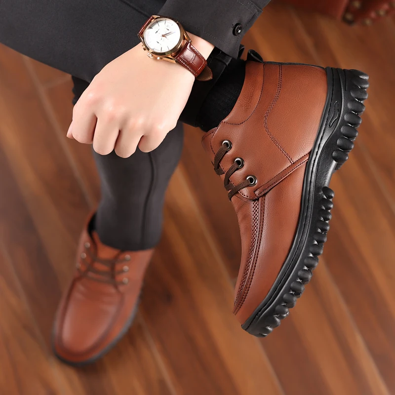 Warm Winter Mens Casual Dress Shoes Hiking Plush Shoes - Main Image