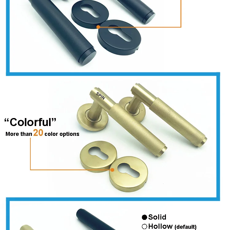 High Luxury Knurling Stainless Steel Lever Square Black Satin Knurled