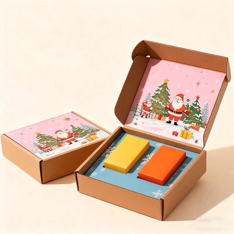 Custom logo Christmas Day Shipping Box Luxury Corrugated Paper Boxes Foldable Clothing Cardboard Gift Packaging Box