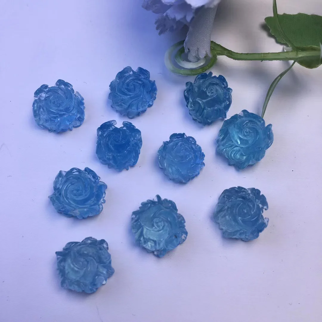 Натуральный высококачественный резной хрустальный цветок Аквамариновый кристалл резьба лотоса для