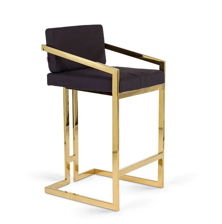 Hot Sales Luxury Gold Stainless Steel High Counter Stool Velvet Bar Chair Pub Stool for Home Hotel Club