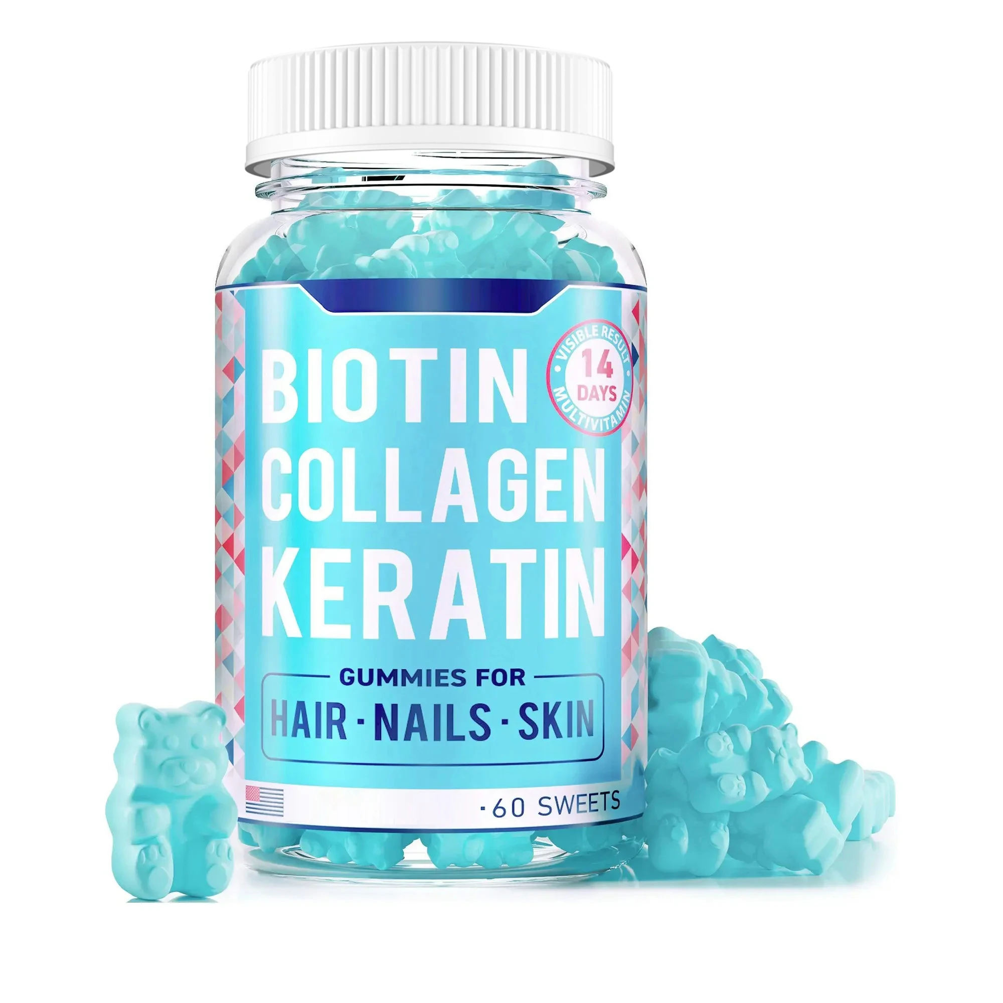 Biotin Collagen Keratin Gummies Support Hair Nails Biotin Hair Growth ...