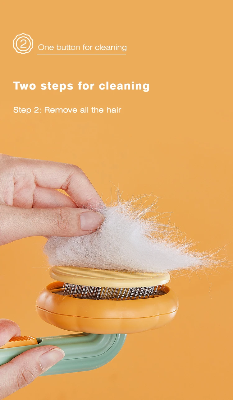 New Custom Cute Pet Hair Grooming Brush Pumpkin Comb Dog Clean Button