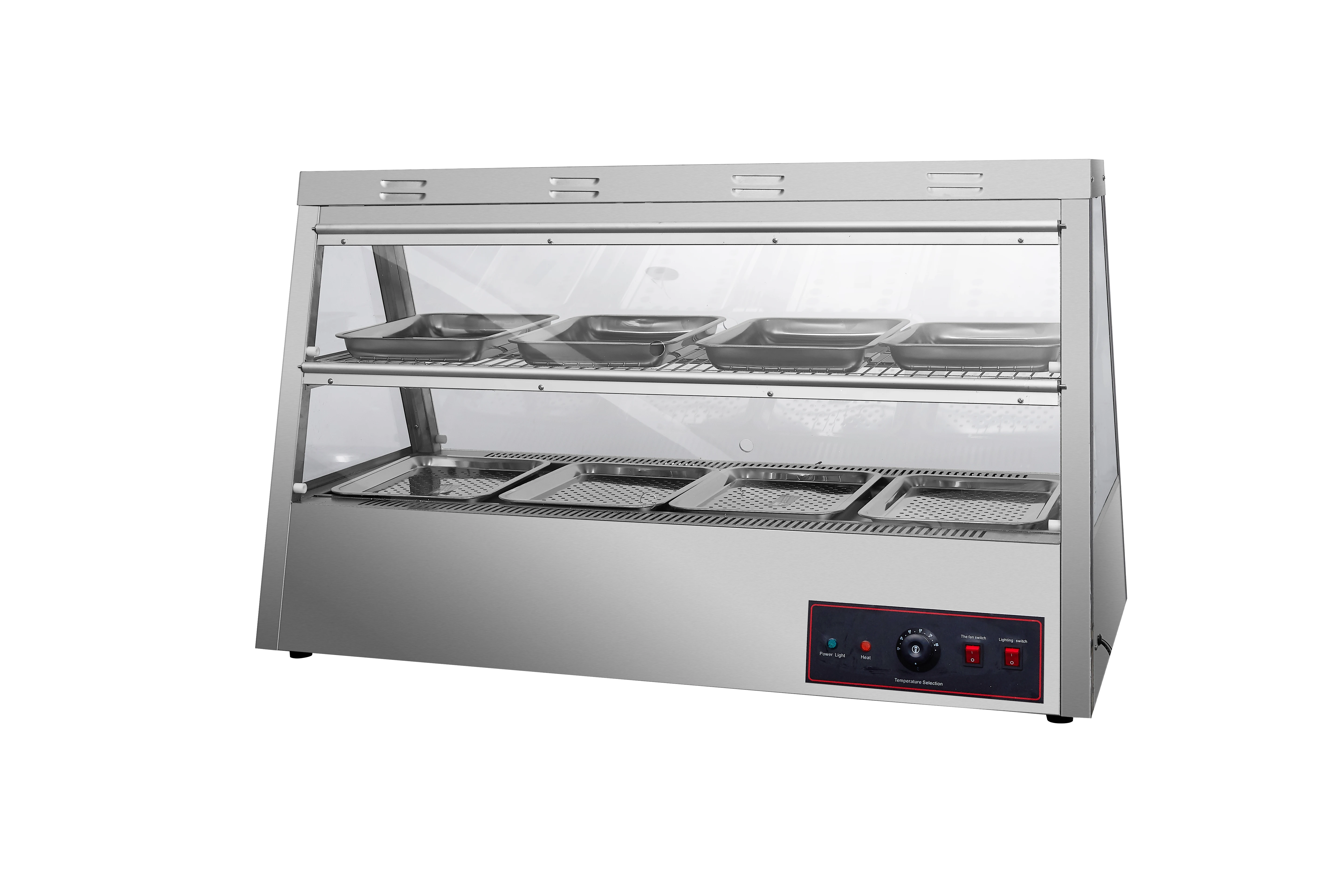 Commercial Two Tier Food Warmer Display Cabinet with Independent Temperature Controls for Restaurant and Fast Food Outlet