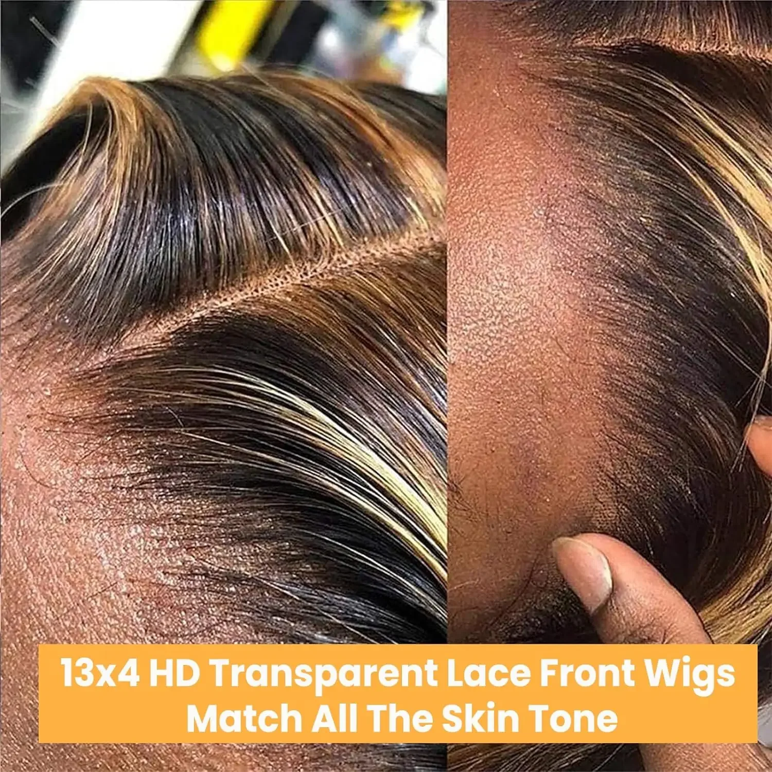 Parrucca frontale in pizzo trasparente con onde del corpo HD 13x4, capelli umani, parrucca frontale in pizzo biondo miele colorato 4/27 per donne, 30 pollici_voghion.com