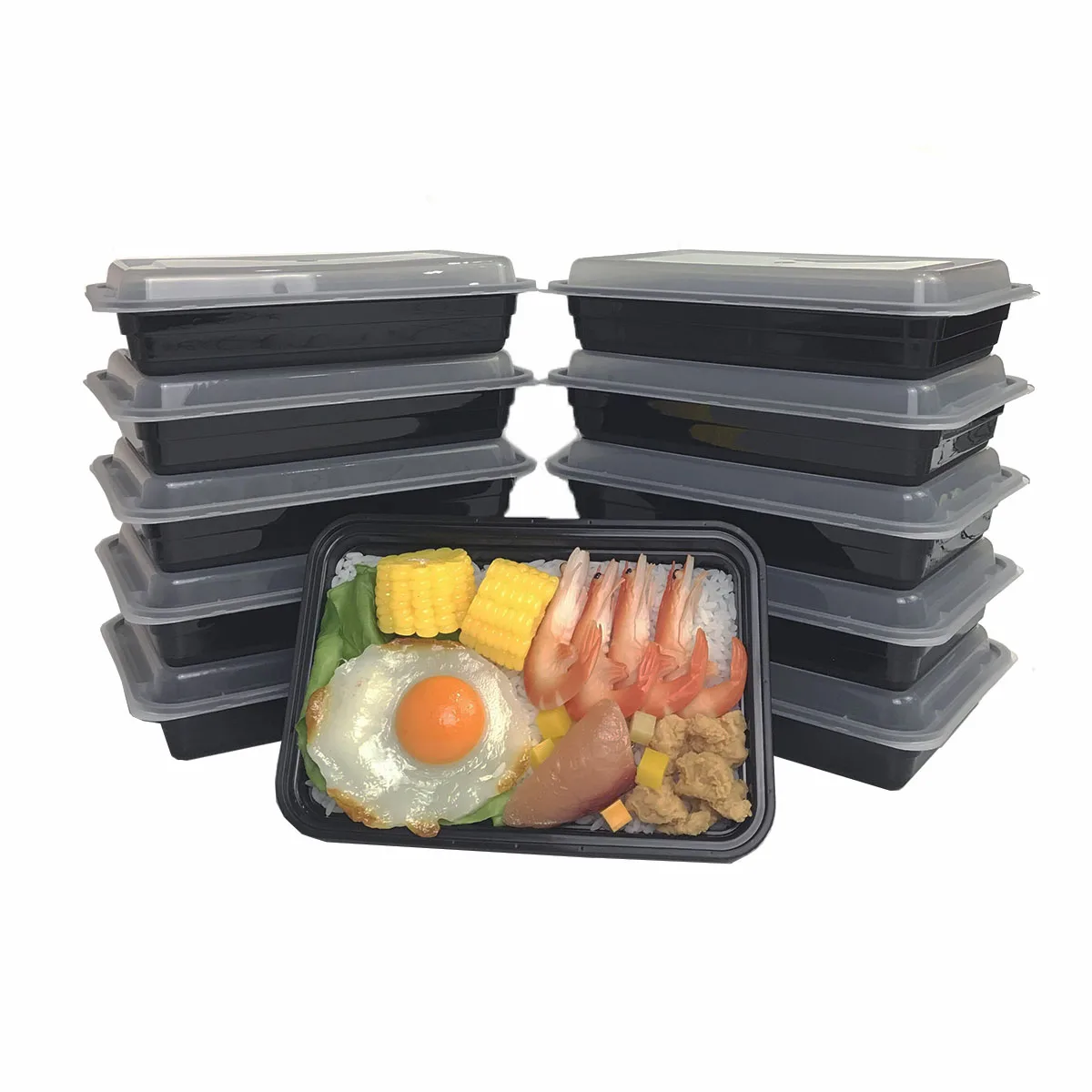 Wholesale 28Oz Black Microwavable Food Storage Rectangular Meal