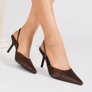 1227-7 Summer Fashion Women's Luxury Elegant High Heel Sandal Single Strap Solid Pattern for Wedding Party