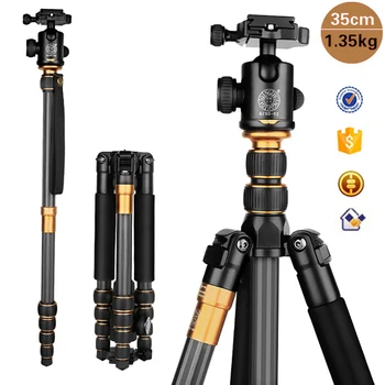 Tripod Camera Q666C Pro Carbon Fiber Tripod & Monopod for DSLR Digital DV Camera Portable Photo Stand Carry Bag & Ball Head