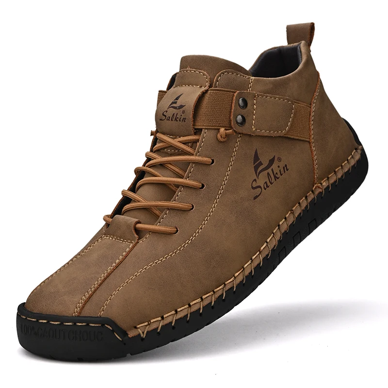 New Arrival Large Size OEM Accept Custom LOGO Hand Made Microfiber Leather Anti Slip Middle Top Martin Men Casual Boots