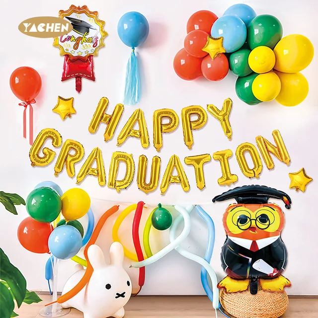 YACHEN congrats grade 48pcs foil happy graduation balloons set for graduation party decorations