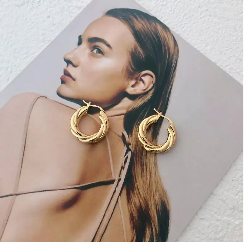 Joyería antigua de moda para mujer, aros de cuerda trenzados