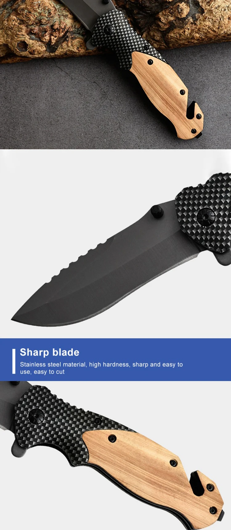 Folding Hunting Knife Cool Folding Knife X50 Steel Wild Use Folding